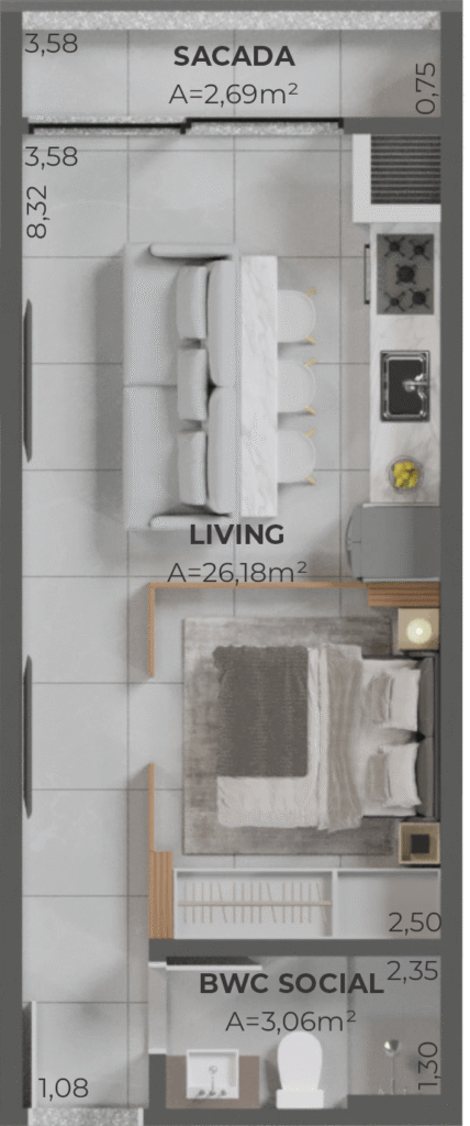 Planta apartamento final 05 Porto de Capri Pedra Branca Palhoça