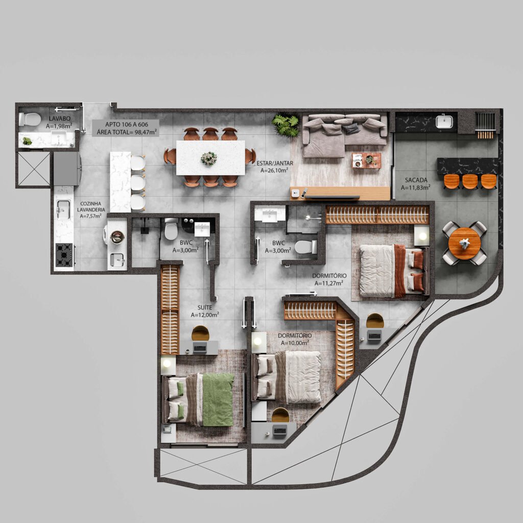 Canaã Residence - Apartamento tipo: 106 ao 606