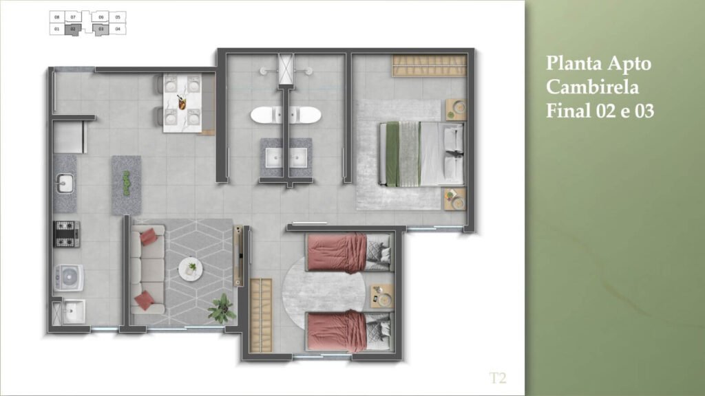 Planta apartamento final 02 e 03 View Residence Palhoça