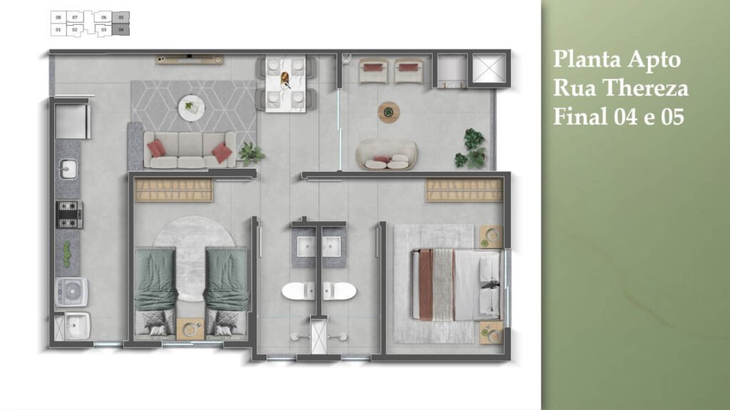 Planta apartamento final 04 e 05 com varanda gourmet View Residence Palhoça