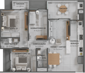 Planta apartamento final 06 Porto de Capri Pedra Branca Palhoça