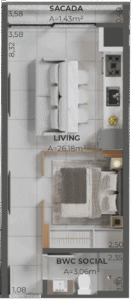 Planta apartamento 1105 Porto de Capri Pedra Branca Palhoça